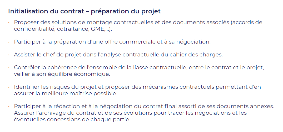 Missions du Contract Manager